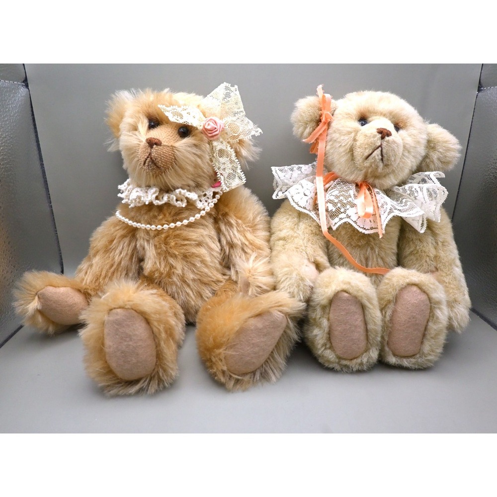 OOAK Mohair Joan Woessner Carol & Noel Teddy Bears 1990 Artist Bears Signed Rare